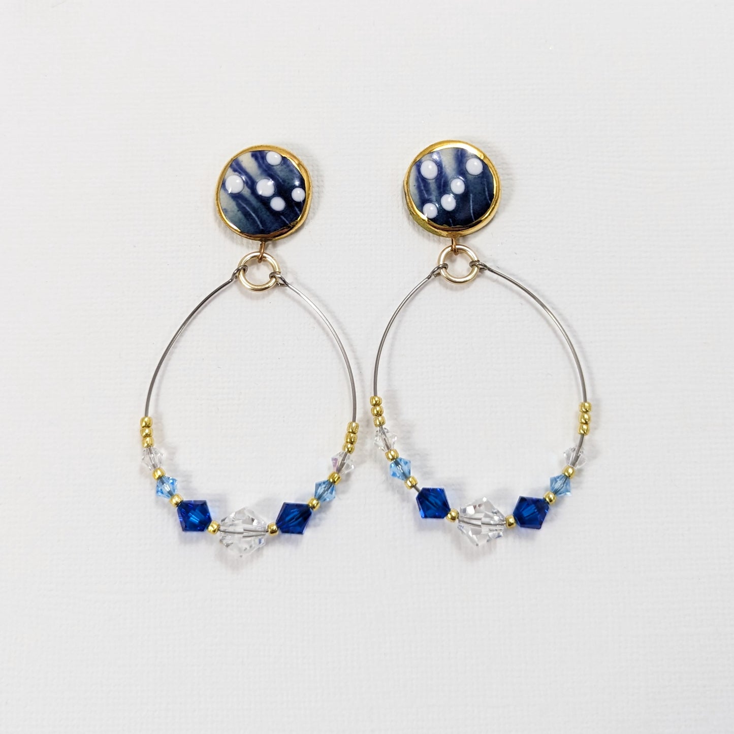 Blue Round Hoop Earrings